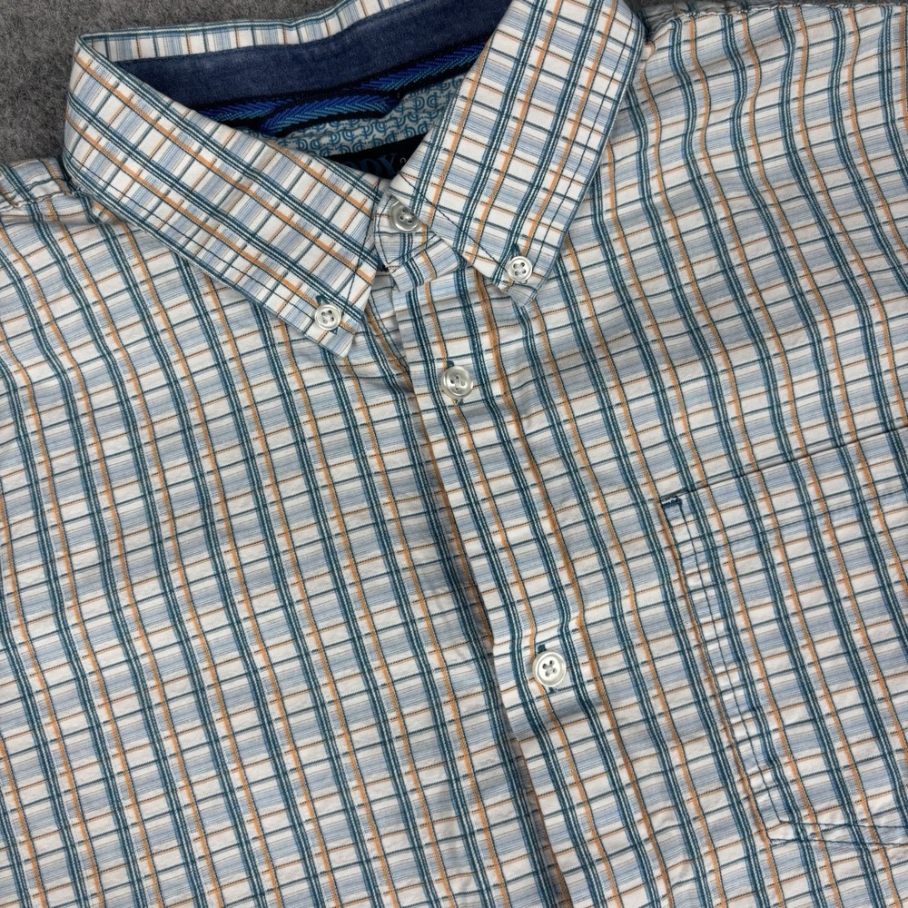 Cody James Western Shirt Mens Small Plaid Blue Orange Short Sleeve Cowboy Rodeo‎